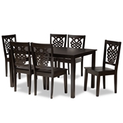 Baxton Studio Luisa Modern and Contemporary Transitional Dark Brown Finished Wood 7-Piece Dining Set